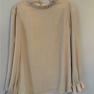 NWT Light green Ruffle Neck Long Sleeve Blouse